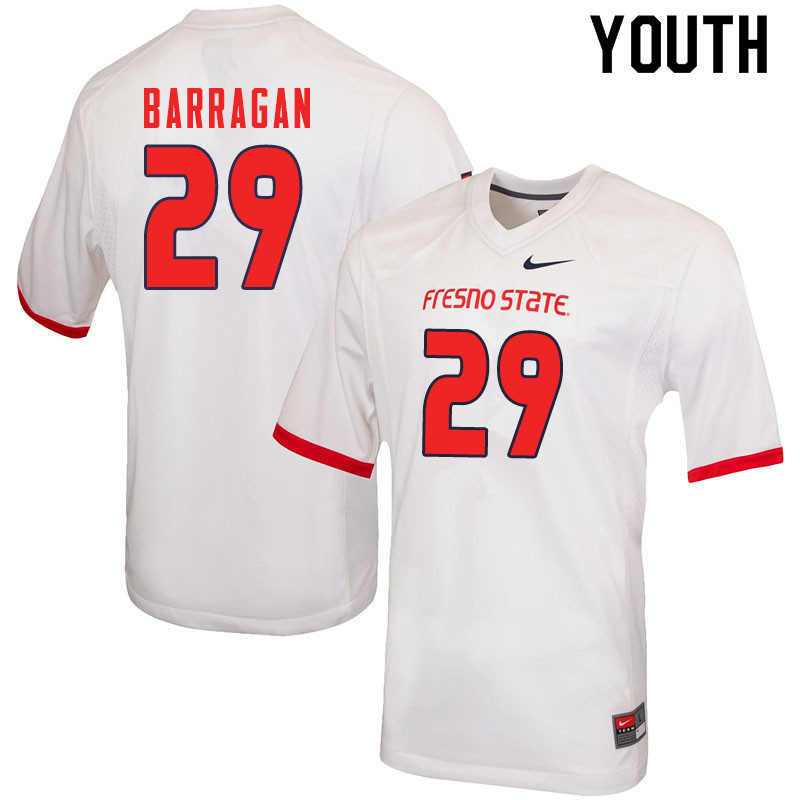 Youth #29 Estevan Barragan Fresno State Bulldogs College Football Jerseys Sale-White